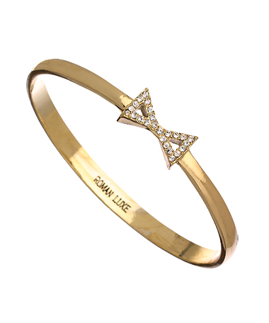 Roman Luxe Gold and Diamond Bow Bangle Bracelet
