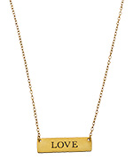 SKU Jewelry Rectangular Engraved Love Pendant Necklace
