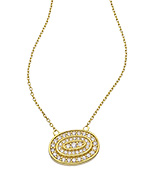 SKU Jewelry Gold and Channel Set CZ Oval Pendant Necklace