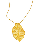 SKU Textured Leaf Pendant Necklace