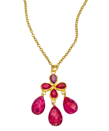 SKU Red Petal Chandelier Drop Necklace