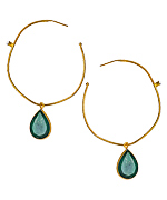 SKU Green Teardrop Contorted Hoop Earrings