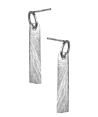 SKU Flat Brushed Bar Dangle Earrings
