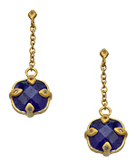 SKU Gold CZ and Lapis Drop Earrings