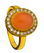 Socheec Diamond Peach Moonstone Orbit Ring