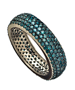 Socheec White Gold Blue Diamond Cigar Eternity Band