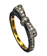 Socheec Oxidized Silver Diamond Ribbon Ring