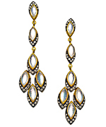 Socheec Moonstone Marquise Diamond Drop Earrings