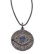 Socheec Pave Diamond Evil Eye Pendant Necklace