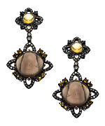Socheec Gold Silver Diamond Quartz and Citrine Chandelier Earrings