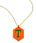 Sandy Hyun Orange Hexagon Personalized Necklace