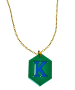 Sandy Hyun Green Hexagon Personalized Necklace