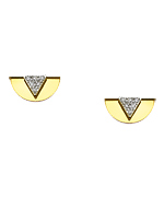 Sandy Hyun Semicircle Mirrored Crystal Stud Earrings