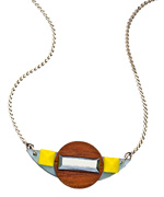 Sandy Hyun Geometric Crescent Wood Necklace