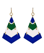 Sandy Hyun Tri-color Linked Diamond Shaped Earrings