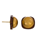 Sandy Hyun Wood and Gold Tone Post Earrings