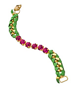 Sara Designs Pink Crystal Lime Leather Bracelet