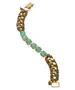 Sara Designs Aqua Crystal Olive Leather Bracelet