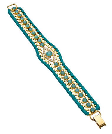 Sara Designs Gold Turquoise and Moonstone Evil Eye Bracelet