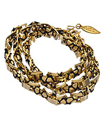 Sara Designs Gold Window Chain and Leather Wrap Bracelet