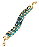 Sara Designs Gold Crystal and Woven Leather Strands Bracelet