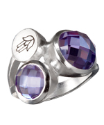 Satya Jewelry Double Amethyst Hamsa Cocktail Ring