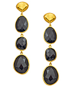 Seraphina Black Spinel Triple-Stone Gold Vermeil Earrings