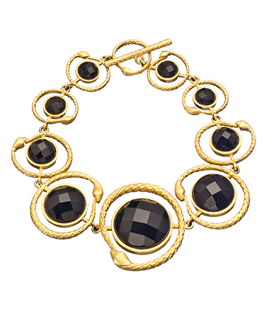 Seraphina Gold and Onyx Snake Bracelet