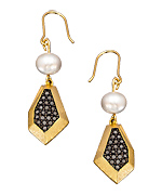 Seraphina Gold Freshwater Pearl and CZ Drop Earrings