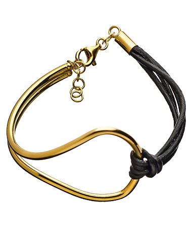 Seraphina Black Leather Half Cuff Bracelet