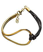 Seraphina Black Leather Half Cuff Bracelet