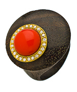 Seraphina Coral Wood CZ Ring