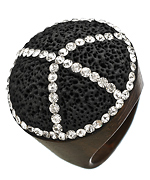 Seraphina Crystal Peace Sign Wood Ring