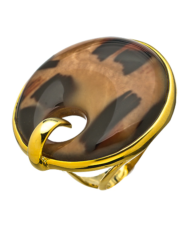 Seraphina  Round Black and Brown Leopard Print Ring