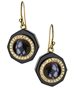 Seraphina Black Resin Drop Octagon Earrings