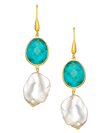 Seraphina Turquoise Pearl Drop Earrings