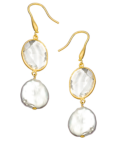 Seraphina White Quartz Pearl Drop Earrings
