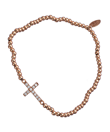 Seraphina Rose Gold Sideways CZ Cross Bracelet