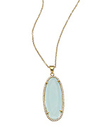 Seraphina Aqua Oval Pendant Necklace