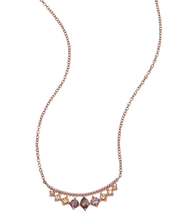 Seraphina Rose Gold CZ Textured Bar Necklace