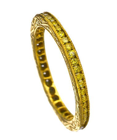Sethi Couture Yellow Diamonds Gold Channel Set Band