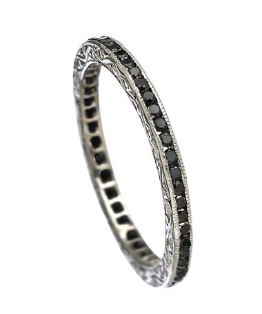 Sethi Couture Black Diamonds White Gold Channel Set Band