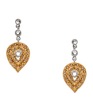 Sethi Couture Rose Cut Champagne Diamond Petal Earrings