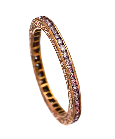 Sethi Couture Pink Diamonds Pink Gold Channel Set Band