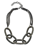 Shabana Khan Gunmetal and Crystal Five Link Rita Necklace