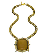 Shabana Khan Gold Crystal and Olive Green Nicole Pendant Necklace