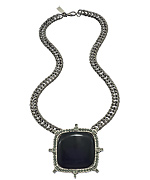 Shabana Khan Silver Crystal and Black Nicole Pendant Necklace