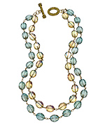 Shabana Khan Marea Gold and Seafoam Green Double Strand Doreen Necklace