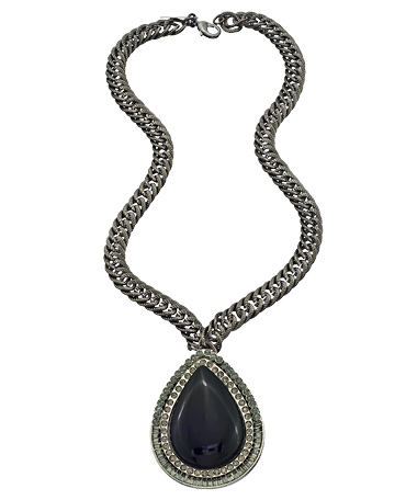 Shabana Khan Silver and Black Teardrop Tamra Pendant Necklace