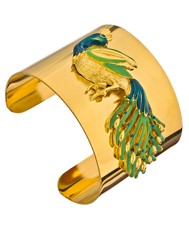 Shameless Jewelry Enamel and Gold Peacock Cuff